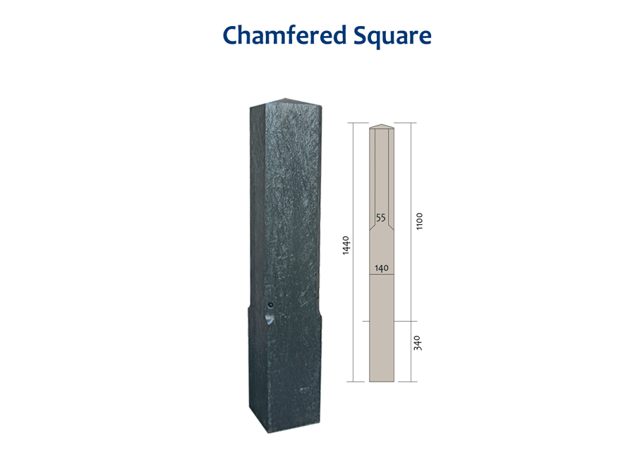 Recycled Plastic Square Bollard with Chamfer Top image 1