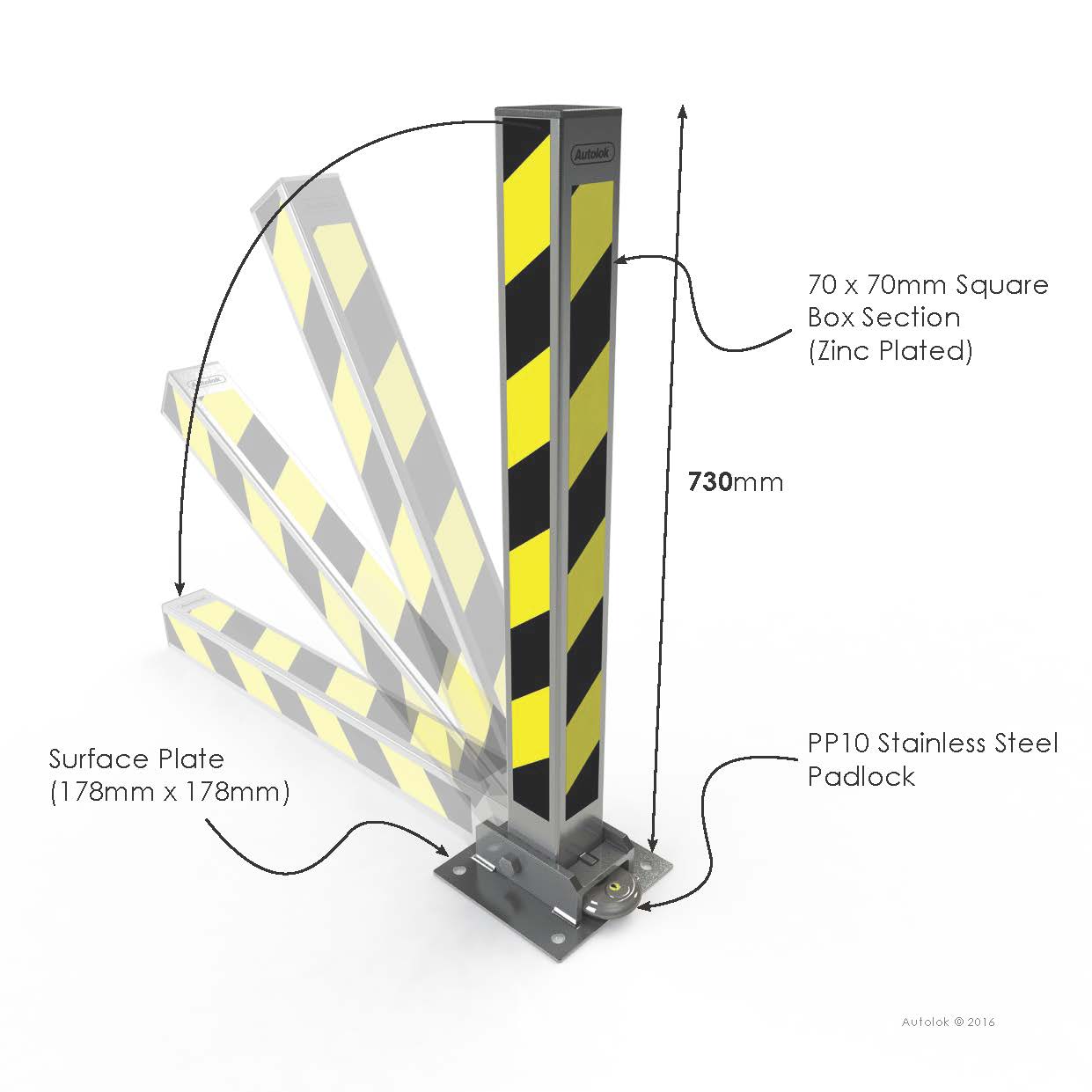 Autolok Heavy Duty Fold Down Security Post image 2