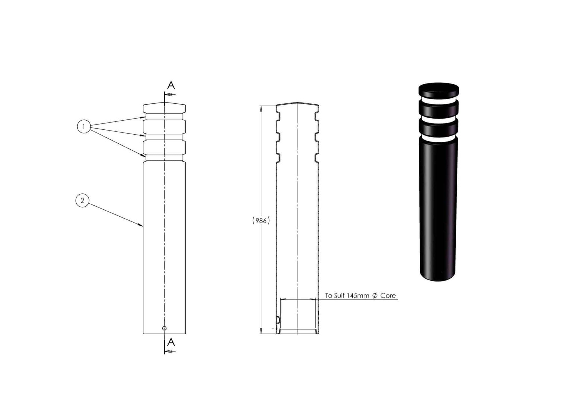 Large Plastic Bollard Sleeve Cover image 6